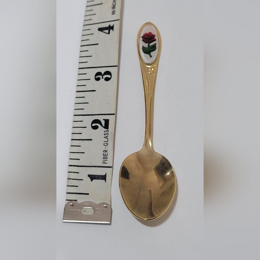 USA~ Rose~ Miniture~ Decorative Gold Tone Spoon